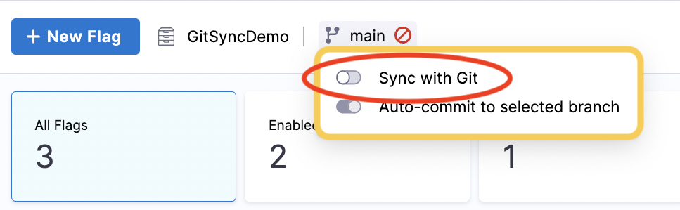 Sync with Git turned off